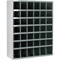 Steel Storage Bin Cabinet, 33-3/4" W x 12" D x 42" H, Grey CA151 | Caster Town