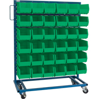 Single-Sided Mobile Bin Rack, Single-sided, 36 bins, 36" W x 16" D x 46-1/2" H CB681 | Caster Town