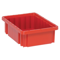 Divider Box<sup>®</sup> Containers, Plastic, 10.9" W x 8.3" D x 3.5" H, Red CC934 | Caster Town