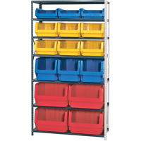 Shelving Unit with Stacking Bins, Steel, Magnum Bin, 650 lbs. Capacity, 42" W x 76" H x CF788 | Caster Town