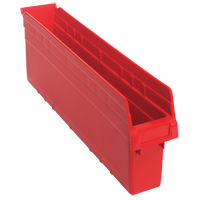 Store-Max Shelf Bins, 4-3/8" W x 8" H x 23-5/8" D, Red, 68 lbs. Capacity CF897 | Caster Town