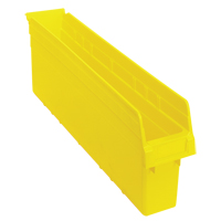 Store-Max Shelf Bins, 4-3/8" W x 8" H x 23-5/8" D, Yellow, 68 lbs. Capacity CF898 | Caster Town