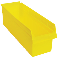 Store-Max Shelf Bins, 8-3/8" W x 8" H x 23-5/8" D, Yellow, 68 lbs. Capacity CF906 | Caster Town