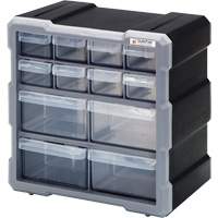 Drawer Cabinet, Plastic, 12 Drawers, 10-1/2" x 6-1/4" x 10-1/4", Black CG061 | Caster Town