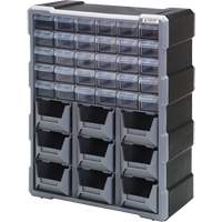 Drawer Cabinet, Plastic, 39 Drawers, 15" x 6-1/4" x 18-3/4", Black CG066 | Caster Town