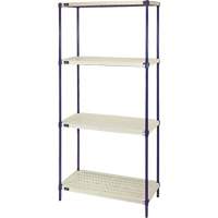 Wire Shelving Unit with Plastic Shelves, Wire Frame with Plastic Shelves, Boltless, 600 lbs. Capacity, 30" W x 72" H x 18" D CG077 | Caster Town