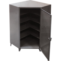 Corner Cabinets, Steel, 4 Shelves, 72" H x 48" W x 24" D, Grey FG850 | Caster Town