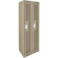Clean Line™ Lockers, Bank of 2, 24" x 15" x 72", Steel, Beige, Rivet (Assembled), Perforated FK753 | Caster Town