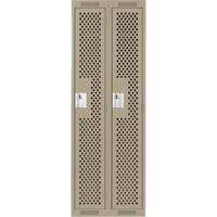 Clean Line™ Lockers, Bank of 2, 24" x 15" x 72", Steel, Beige, Rivet (Assembled), Perforated FK753 | Caster Town