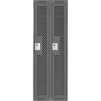 Clean Line™ Lockers, Bank of 2, 24" x 15" x 72", Steel, Charcoal, Rivet (Assembled), Perforated FK813 | Caster Town