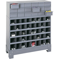 Unité de stockage modulaire pour petites pièces, Acier, 18 tiroirs, 33-3/4" x 12-1/4" x 40-1/2", Gris FN374 | Caster Town