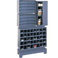 Unité de stockage modulaire pour petites pièces, Acier, 8 tiroirs, 33-3/4" x 12-1/4" x 59-5/8", Gris FN375 | Caster Town