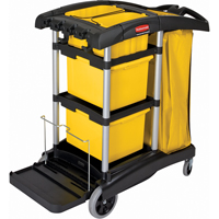 Microfibre Janitor Carts, 48-1/4" x 22" x 44", Plastic, Black JB487 | Caster Town
