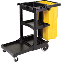 Janitor Carts, 46" x 21-3/4" x 38-3/8", Plastic, Black JB600 | Caster Town
