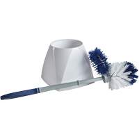 Toilet Brush with Lip & Holder, 15" L, Synthetic Bristles, White JM957 | Caster Town