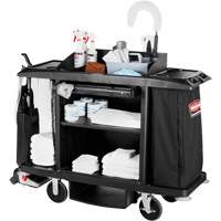 Executive Full-Size Housekeeping Cart, 60" x 22" x 50", Plastic, Black JO351 | Caster Town