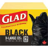 135L Garbage Bags, Regular, 31" W x 42" L, Black, Open Top JP298 | Caster Town