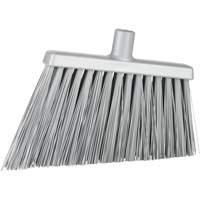 Angle Cut Broom, Extra Stiff Bristles, 11-2/5", Polyester/Polypropylene/PVC/Synthetic, Grey JP823 | Caster Town