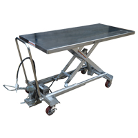 Pneumatic Hydraulic Scissor Lift Table, Stainless Steel, 63" L x 31-1/2" W, 1000 lbs. Cap. LV471 | Caster Town