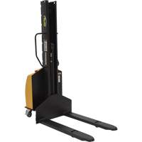 Narrow Mast Powered Lift Stacker, Electric Operated, 1000 lbs. Capacity, 63" Max Lift LV590 | Caster Town