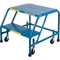Rolling Step Ladder with Locking Step, 2 Steps, 22" Step Width, 19" Platform Height, Steel MA612 | Caster Town