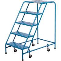 Rolling Step Ladder with Locking Step, 5 Steps, 22" Step Width, 46" Platform Height, Steel MA615 | Caster Town