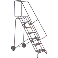 Fold-N-Store Rolling Ladders, 5 Steps, Perforated, 50" High MD588 | Caster Town