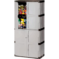 Heavy-Duty Cabinets, Plastic, 3 Shelves, 72" H x 36" W x 18" D, Mica and Charcoal MH722 | Caster Town