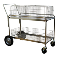 Wire Mesh Office Mail Cart, 250 lbs. Capacity, Chrome, 23-3/4" D x 43" L x 38-1/2" H, Chrome Plated MO210 | Caster Town