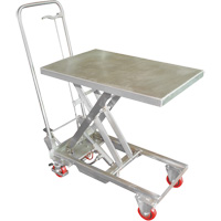 Manual Hydraulic Scissor Lift Table, 27-1/2" L x 17-3/4" W, Stainless Steel, 200 lbs. Capacity MO869 | Caster Town