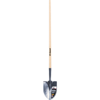 Pro™ Round Point Shovel, Tempered Steel Blade, Wood, Straight Handle ND026 | Caster Town