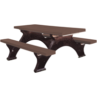 Recycled Plastic Picnic Tables, 6' L x 62-1/4" W, Brown ND423 | Caster Town