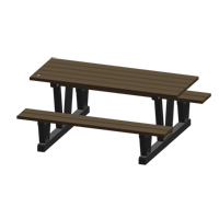 Recycled Plastic Outdoor Picnic Tables, 72" L x 60-5/16" W, Walnut NJ035 | Caster Town