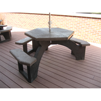 Recycled Plastic Hexagon Picnic Tables, 78" L x 78" W, Brown NJ135 | Caster Town