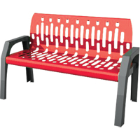 Stream Benches, Steel, 48" L x 25" W x 34" H, Red NJ199 | Caster Town