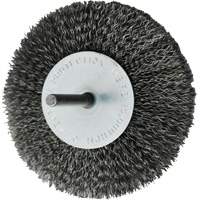 Circular Crimped Wire End Brushes, 4", 0.008" Fill, 1/4" Shank NU464 | Caster Town