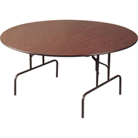 Folding Table, Round, 60" L x 60" W, Laminate, Brown OA304 | Caster Town