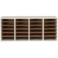Adjustable Compartment Literature Organizer, Stationary, 24 Slots, Wood, 39-1/4" W x 11-3/4" D x 16-1/4" H OE705 | Caster Town
