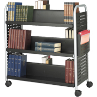 Scoot™ Book Carts, 200 lbs. Capacity, Black, 17-3/4" D x 41-1/4" L x 41-1/4" H, Steel ON736 | Caster Town