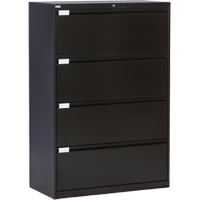 Lateral Filing Cabinet, Steel, 4 Drawers, 36" W x 18" D x 53-3/8" H, Black OP219 | Caster Town