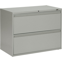 Lateral Cabinet, Steel, 2 Drawers, 36" W x 19-1/4" D x 27-31/100" H, Grey OP325 | Caster Town