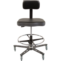 TF160™ Industrial Grade Ergonomic Chair, Mobile, Adjustable, 20-1/2" - 28-1/2", Vinyl Seat, Black/Grey OP491 | Caster Town