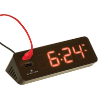 LED Alarm Clock, Digital, Battery Operated/Plug-in, 6" W x  3.25" D x 2" H, Brown OP601 | Caster Town