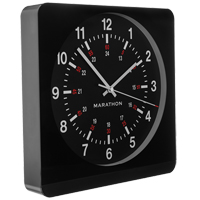 Jumbo Atomic Clock, Analog, Battery Operated, 11.75" W x  2" D x 11.75" H, Black OP603 | Caster Town