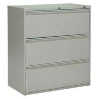 Lateral Filing Cabinet, Steel, 3 Drawers, 36" W x 19-1/4" D x 39-3/50" H, Grey OP907 | Caster Town