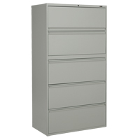 Lateral Filing Cabinet, Steel, 5 Drawers, 36" W x 19-1/4" D x 66-5/9" H, Grey OP908 | Caster Town