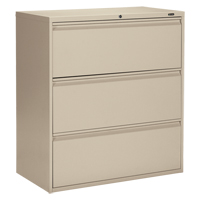 Lateral Filing Cabinet, Steel, 3 Drawers, 36" W x 19-1/4" D x 39-3/50" H, Beige OP910 | Caster Town