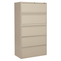 Lateral Filing Cabinet, Steel, 5 Drawers, 36" W x 19-1/4" D x 66-5/9" H, Beige OP911 | Caster Town