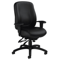 Overtime High Back Chair, Leather, Black, 300 lbs. Capacity OP924 | Caster Town