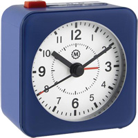 Mini Non-Ticking Alarm Clock, Analog, Battery Operated, 2.3" Dia., Blue OQ834 | Caster Town